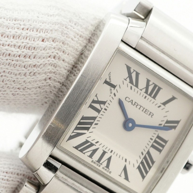卡地亞 Tank Française SM W51008Q3 白色錶盤女錶-6