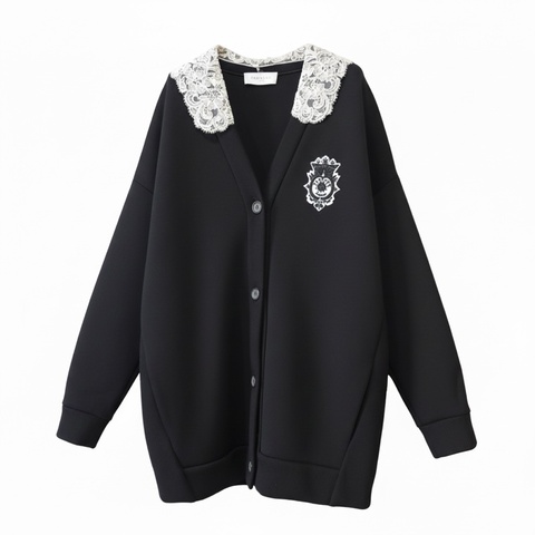 ERMANNO SCERVINO 蕾絲領黑色外套 IT42