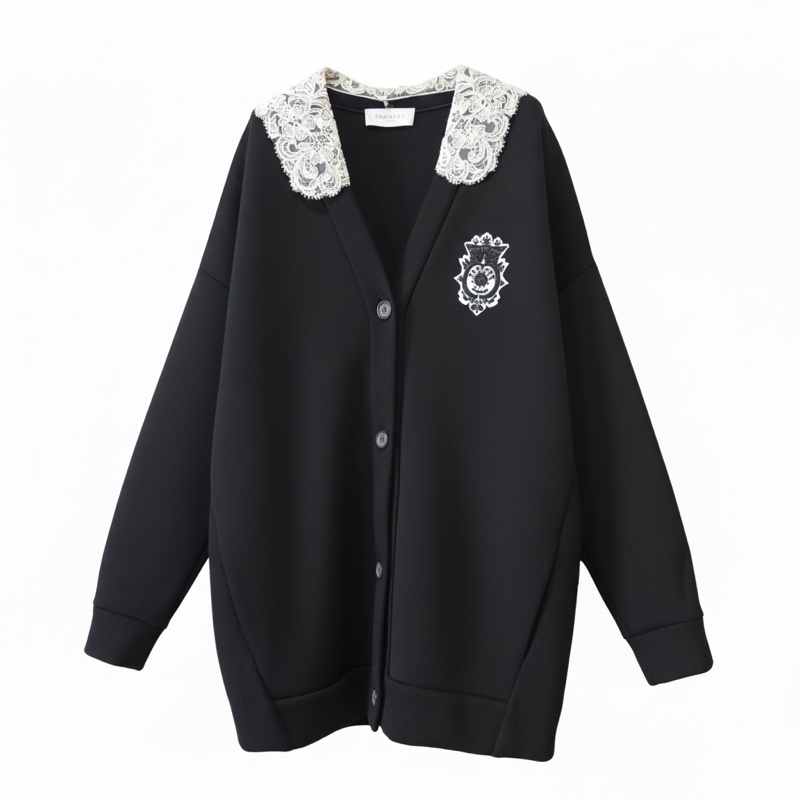 ERMANNO SCERVINO 蕾絲領黑色外套 IT42-0