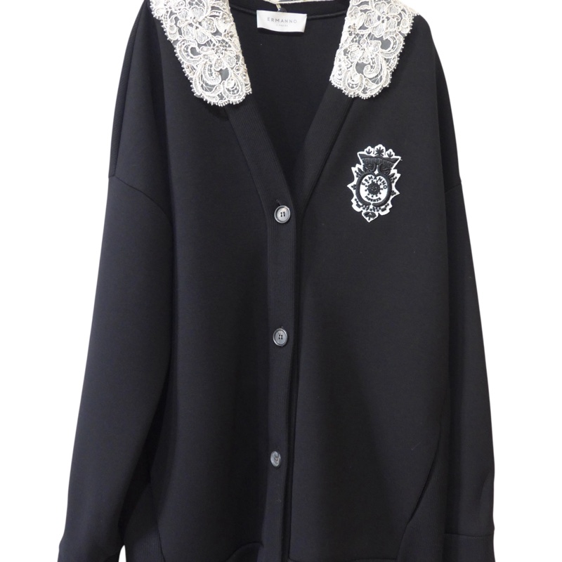ERMANNO SCERVINO 蕾絲領黑色外套 IT42-1