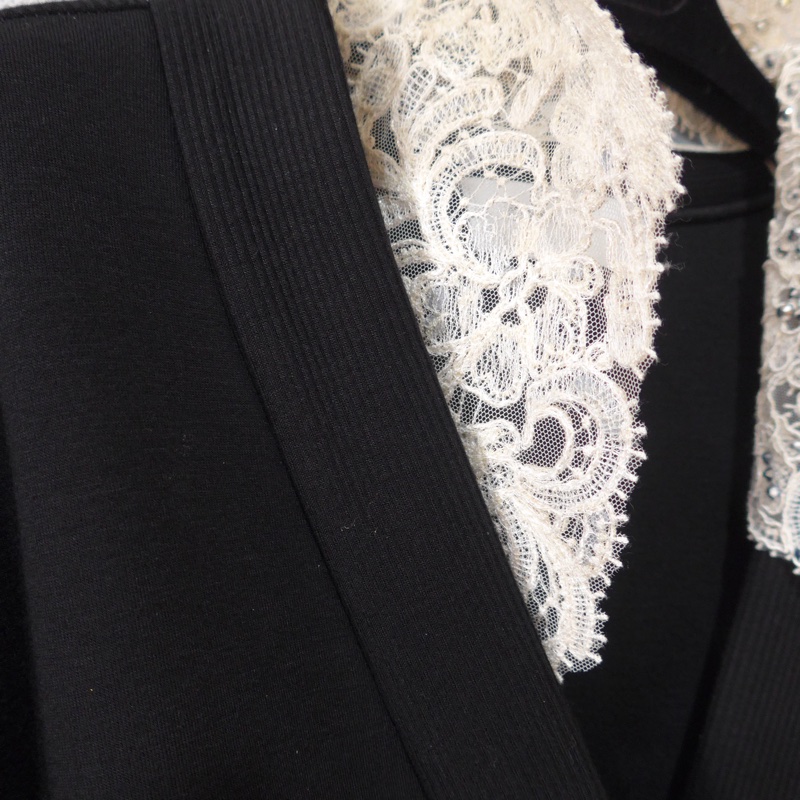 ERMANNO SCERVINO 蕾絲領黑色外套 IT42-8