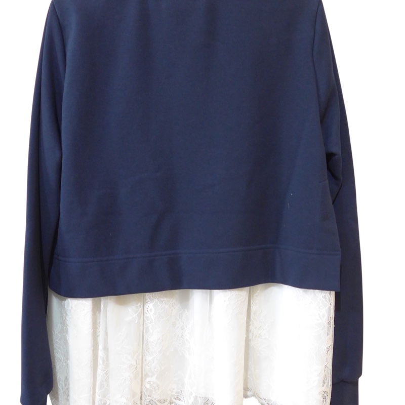 ERMANNO SCERVINO 蕾絲下擺深藍色上衣IT42-2