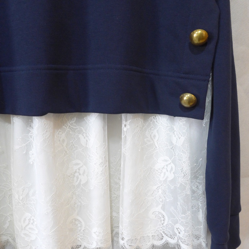 ERMANNO SCERVINO 蕾絲下擺深藍色上衣IT42-3