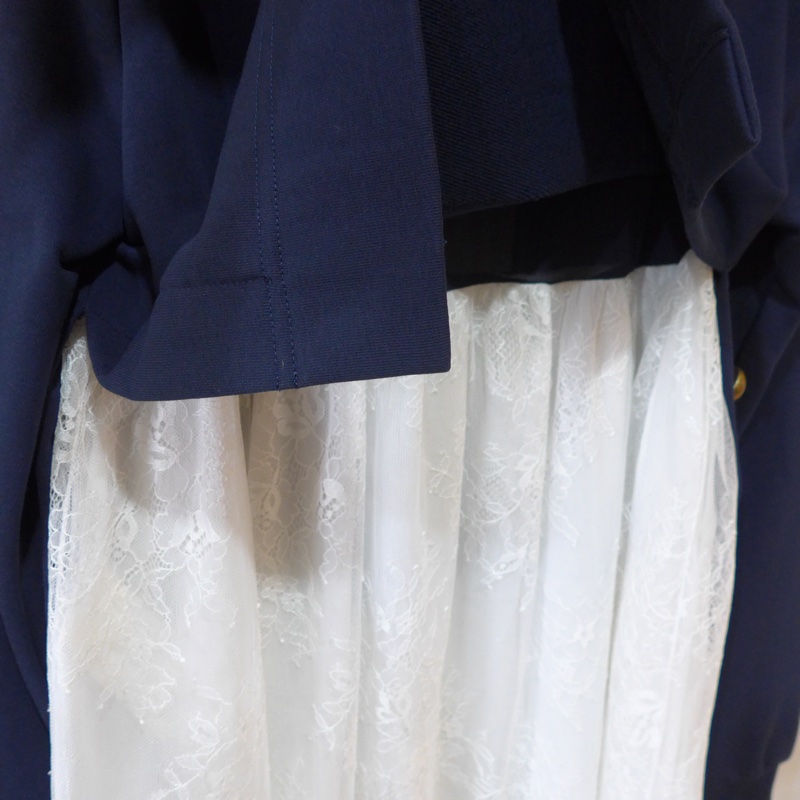 ERMANNO SCERVINO 蕾絲下擺深藍色上衣IT42-4