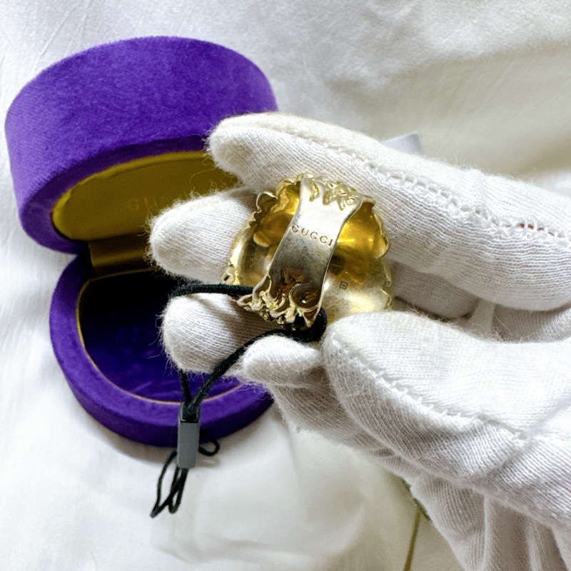 全新正品Gucci金色水晶獅頭戒指 Gucci戒指 Gucci金戒 Gucci配件 Gucci珠寶-4