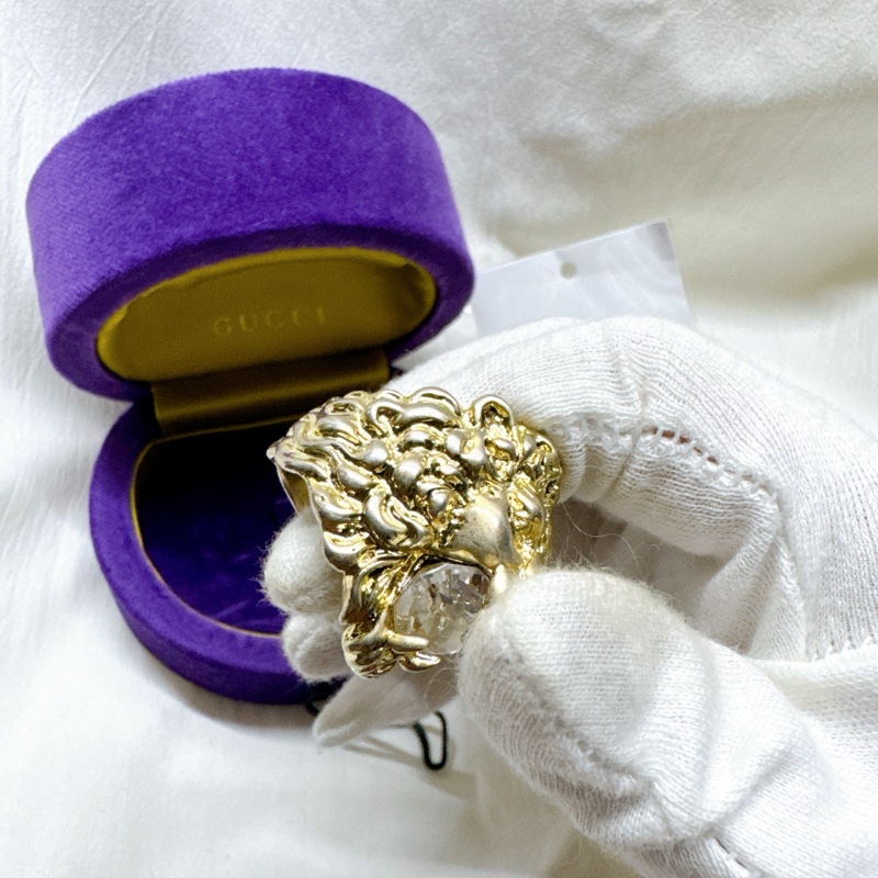 全新正品Gucci金色水晶獅頭戒指 Gucci戒指 Gucci金戒 Gucci配件 Gucci珠寶-10