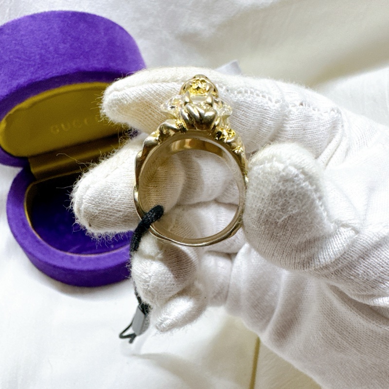 全新正品Gucci金色水晶獅頭戒指 Gucci戒指 Gucci金戒 Gucci配件 Gucci珠寶-11