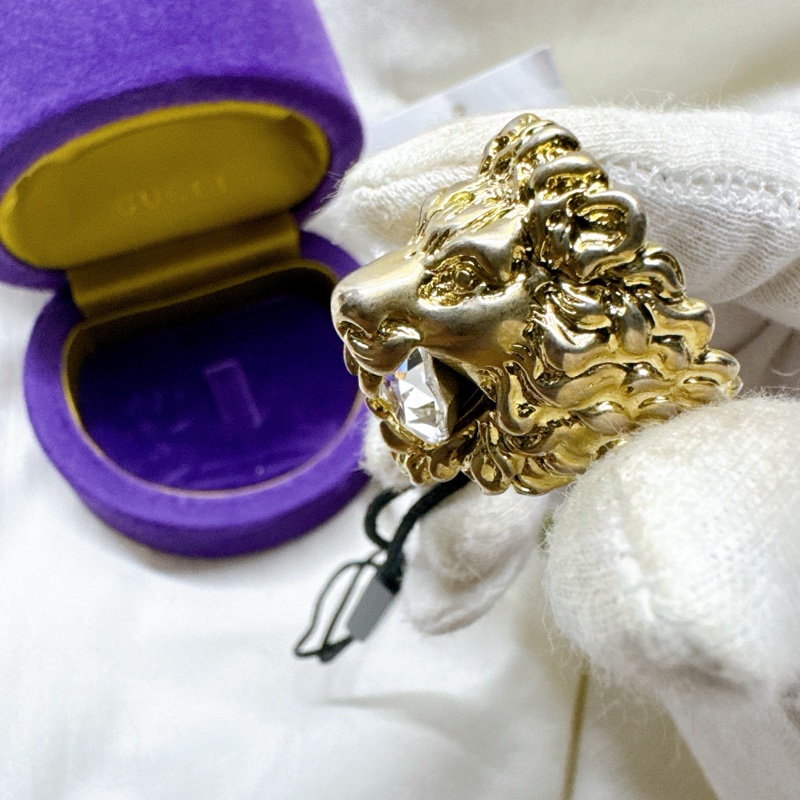 全新正品Gucci金色水晶獅頭戒指 Gucci戒指 Gucci金戒 Gucci配件 Gucci珠寶-13