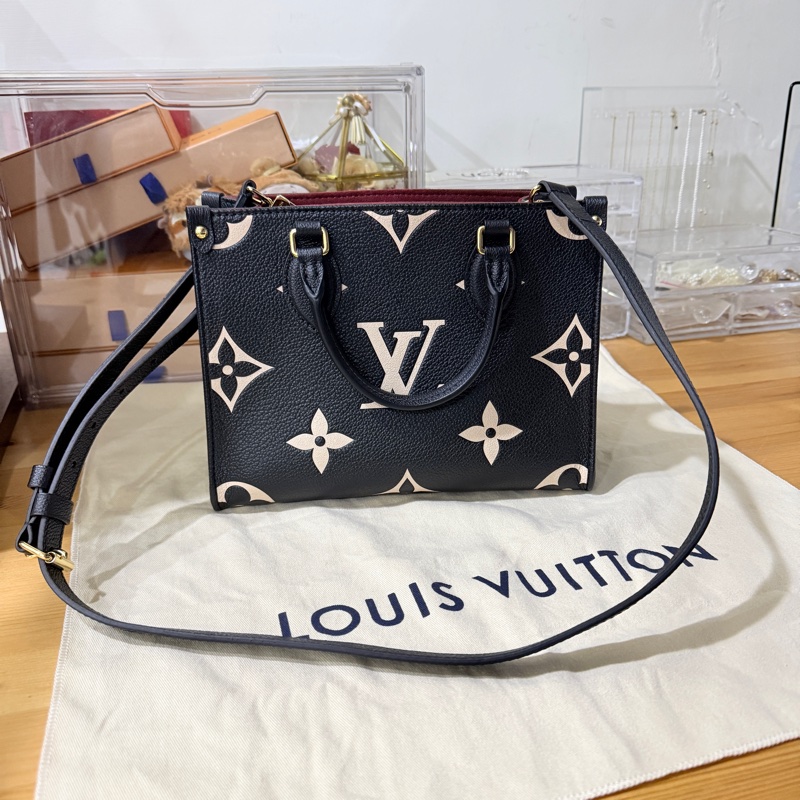 9新✨賠售超甜賣🫶🏻LV on the go🖤黑色牛皮 小號 斜背 托特-0