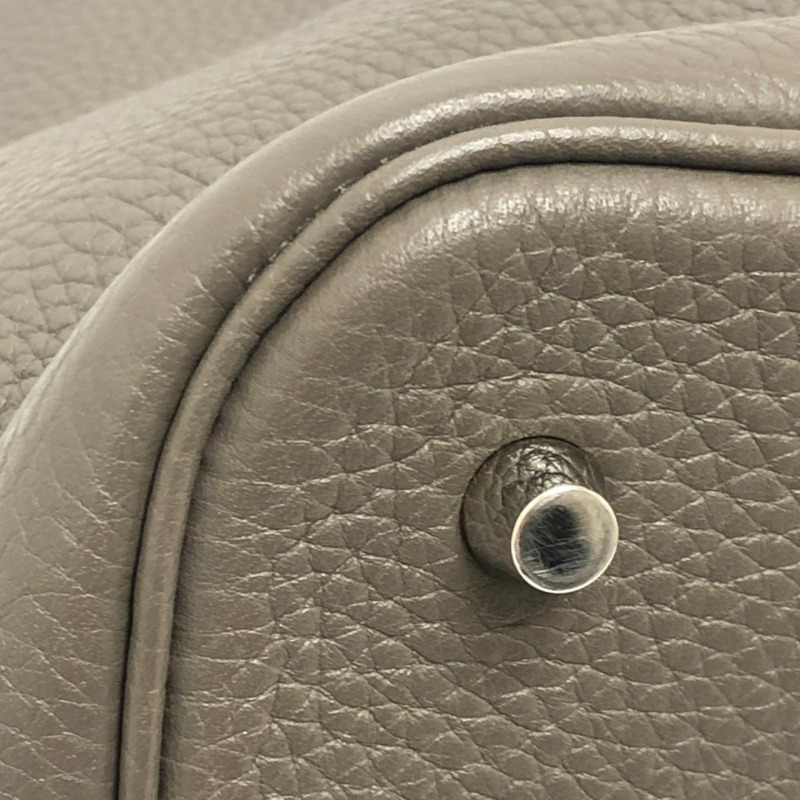 愛馬仕 Picotin Lock MM 銀色五金手提包 Taurillon Clemence 皮革女士 Etoupe 灰色-6