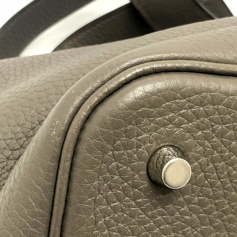 愛馬仕 Picotin Lock MM 銀色五金手提包 Taurillon Clemence 皮革女士 Etoupe 灰色-8