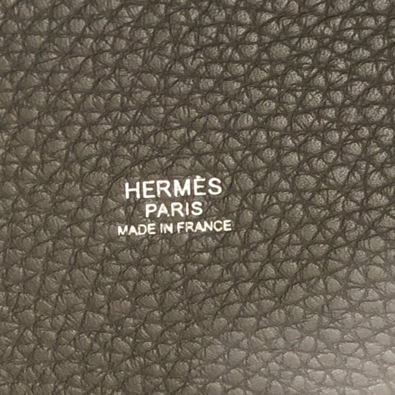 愛馬仕 Picotin Lock MM 銀色五金手提包 Taurillon Clemence 皮革女士 Etoupe 灰色-12