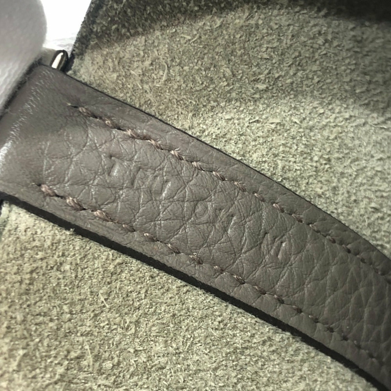 愛馬仕 Picotin Lock MM 銀色五金手提包 Taurillon Clemence 皮革女士 Etoupe 灰色-14