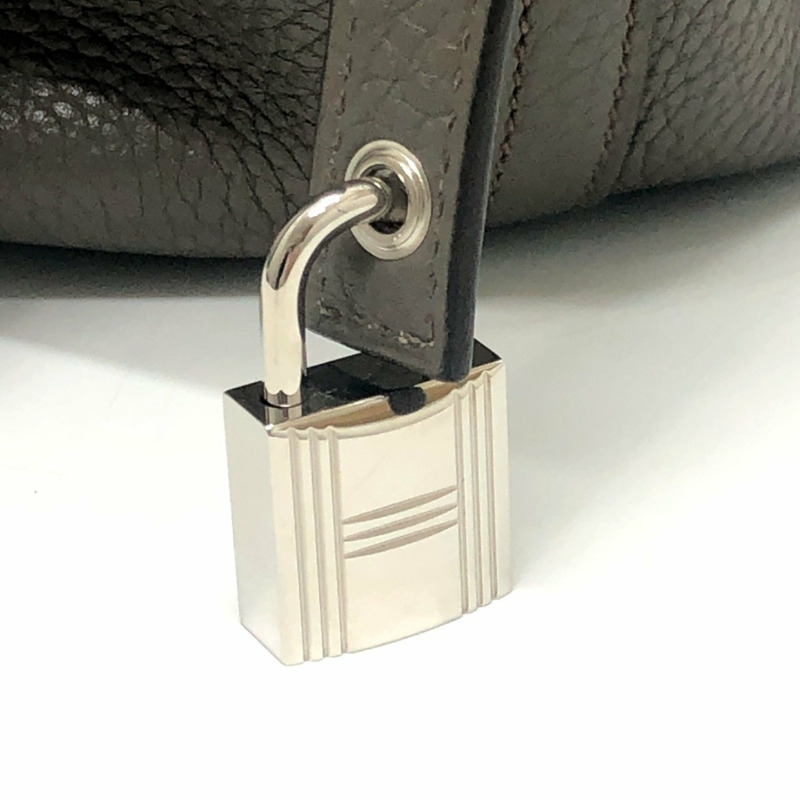 愛馬仕 Picotin Lock MM 銀色五金手提包 Taurillon Clemence 皮革女士 Etoupe 灰色-16