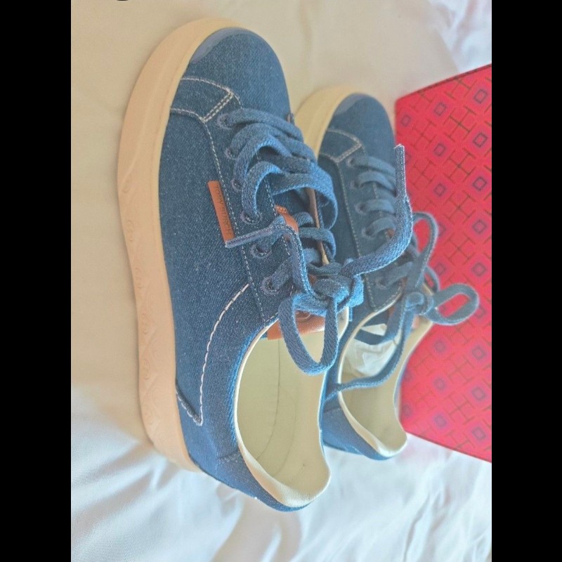 Tory Burch Denim sneakers with original packaging US6 , Tory Burch Designer 女波鞋 全新-1