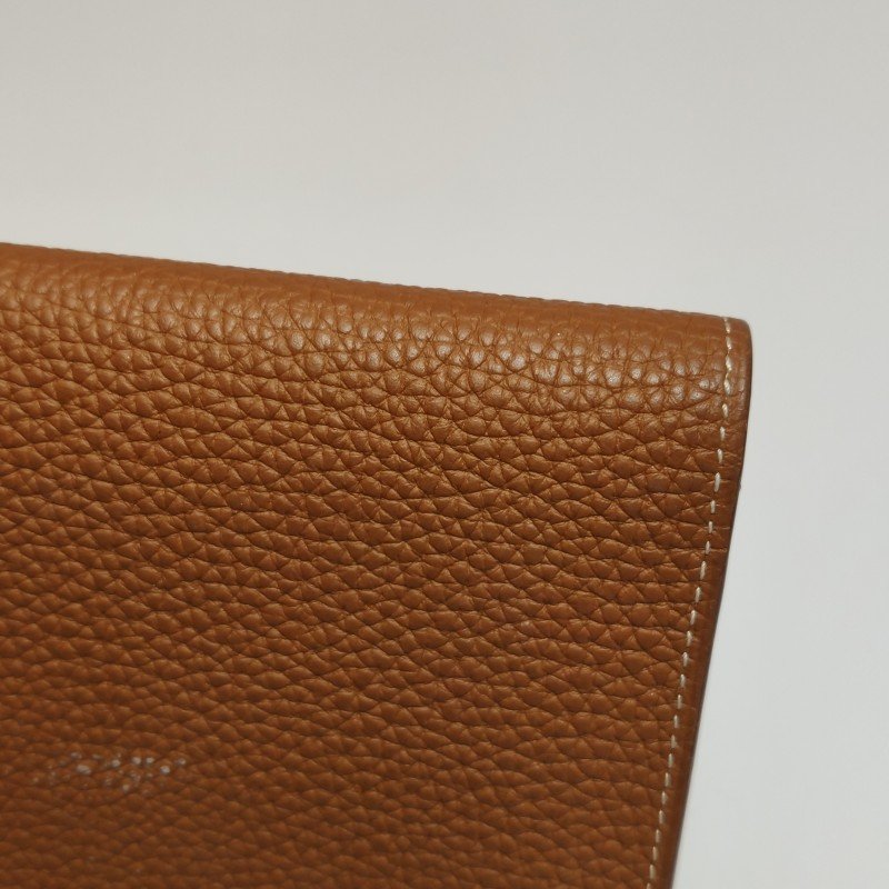 Hermes Dogon Duo馬鞍釘鎖釦子母包錢包Togo牛皮銀扣37金棕-12