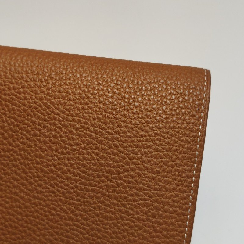 Hermes Dogon Duo馬鞍釘鎖釦子母包錢包Togo牛皮銀扣37金棕-14