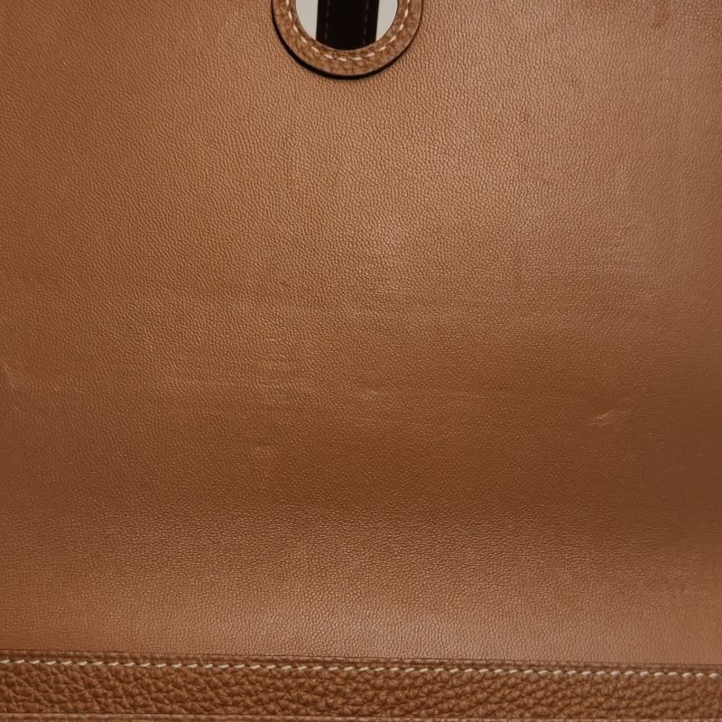 Hermes Dogon Duo馬鞍釘鎖釦子母包錢包Togo牛皮銀扣37金棕-17