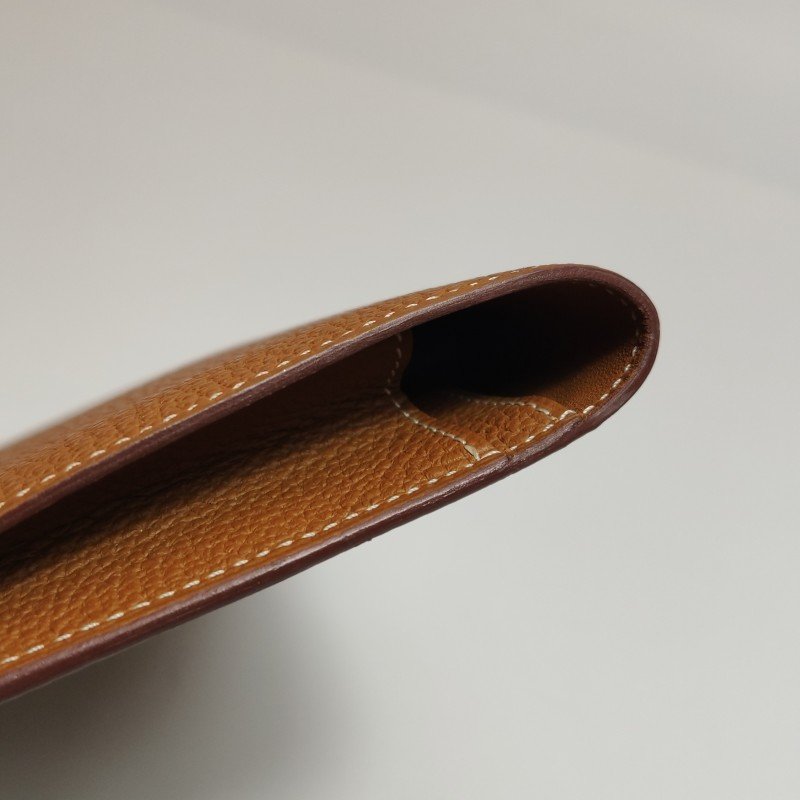 Hermes Dogon Duo馬鞍釘鎖釦子母包錢包Togo牛皮銀扣37金棕-20