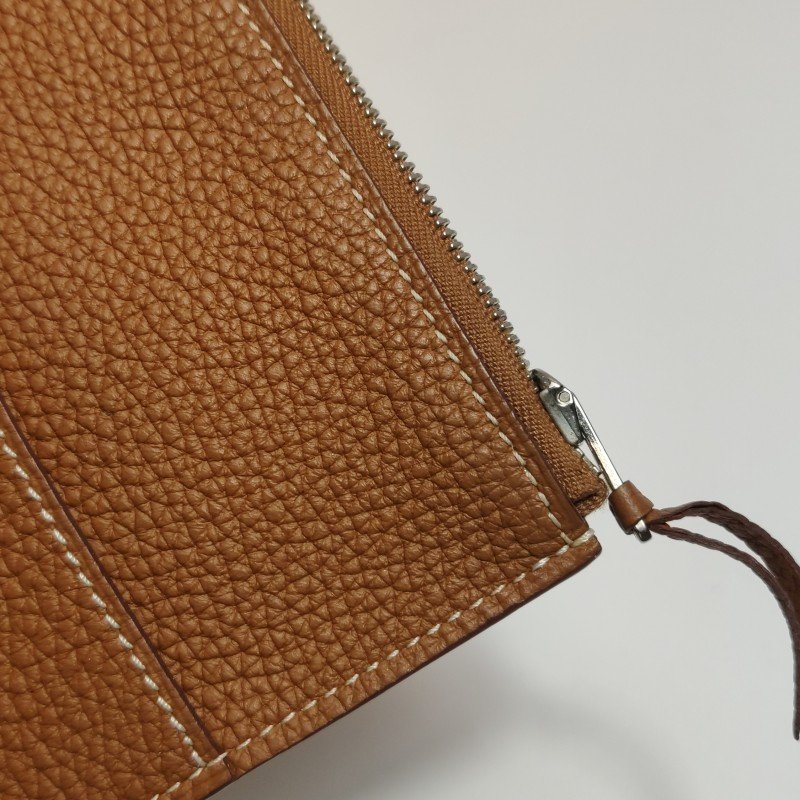 Hermes Dogon Duo馬鞍釘鎖釦子母包錢包Togo牛皮銀扣37金棕-22