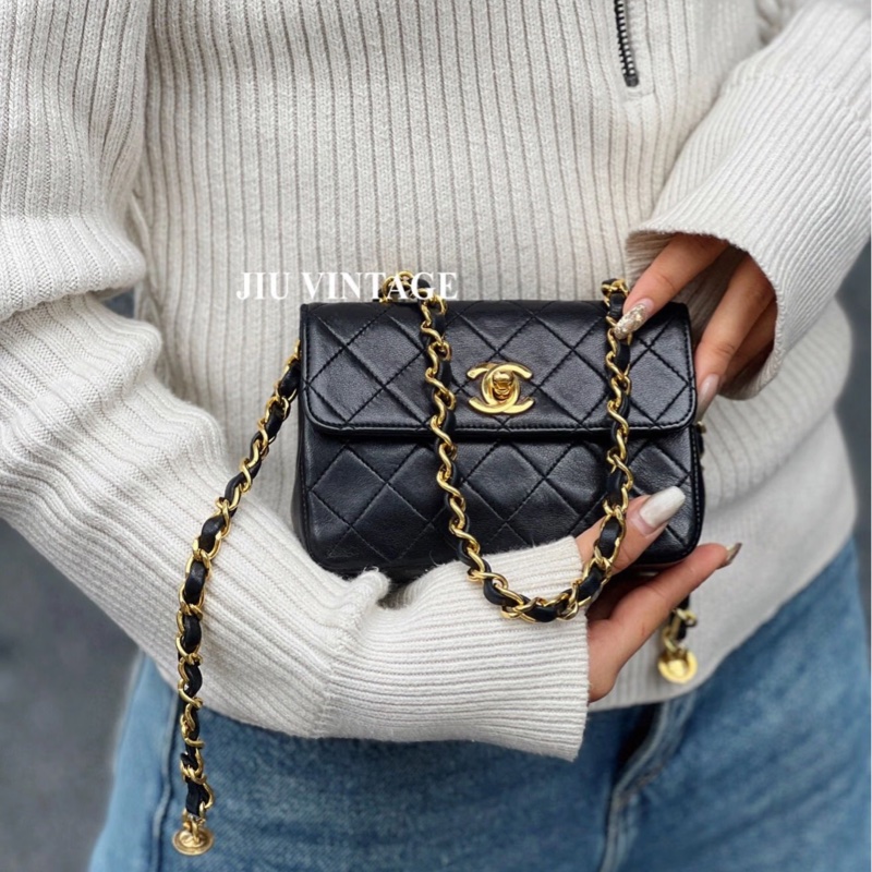 #香奈兒收藏家 #絕版稀有釋出僅一顆 香奈兒黑金Cf mini小金豆24k金-1