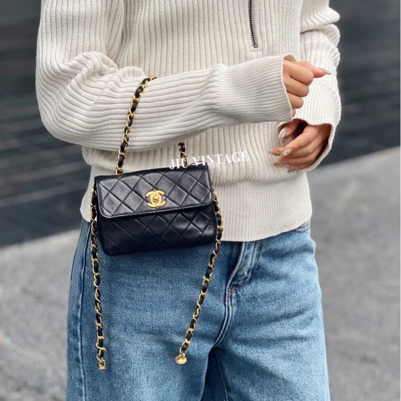 #香奈兒收藏家 #絕版稀有釋出僅一顆 香奈兒黑金Cf mini小金豆24k金-3