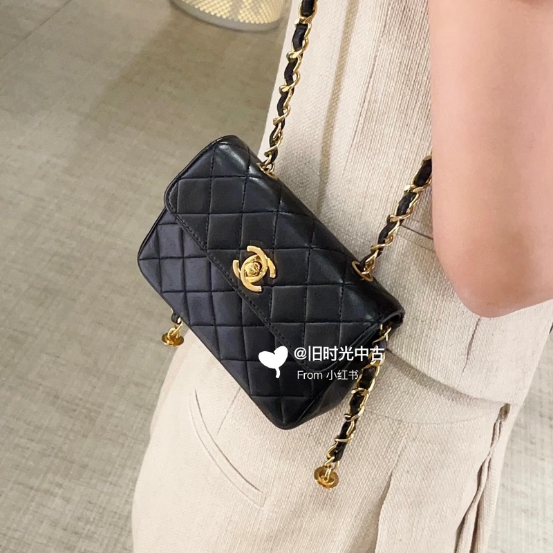 #香奈兒收藏家 #絕版稀有釋出僅一顆 香奈兒黑金Cf mini小金豆24k金-4