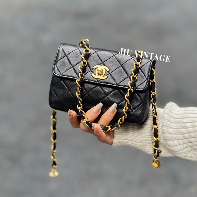 #香奈兒收藏家 #絕版稀有釋出僅一顆 香奈兒黑金Cf mini小金豆24k金-5