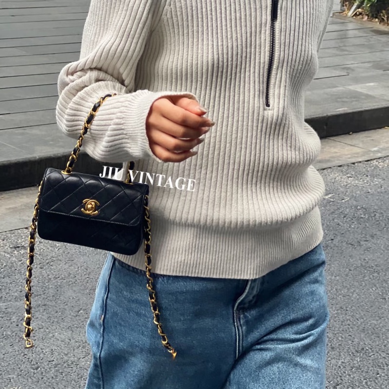 #香奈兒收藏家 #絕版稀有釋出僅一顆 香奈兒黑金Cf mini小金豆24k金-6