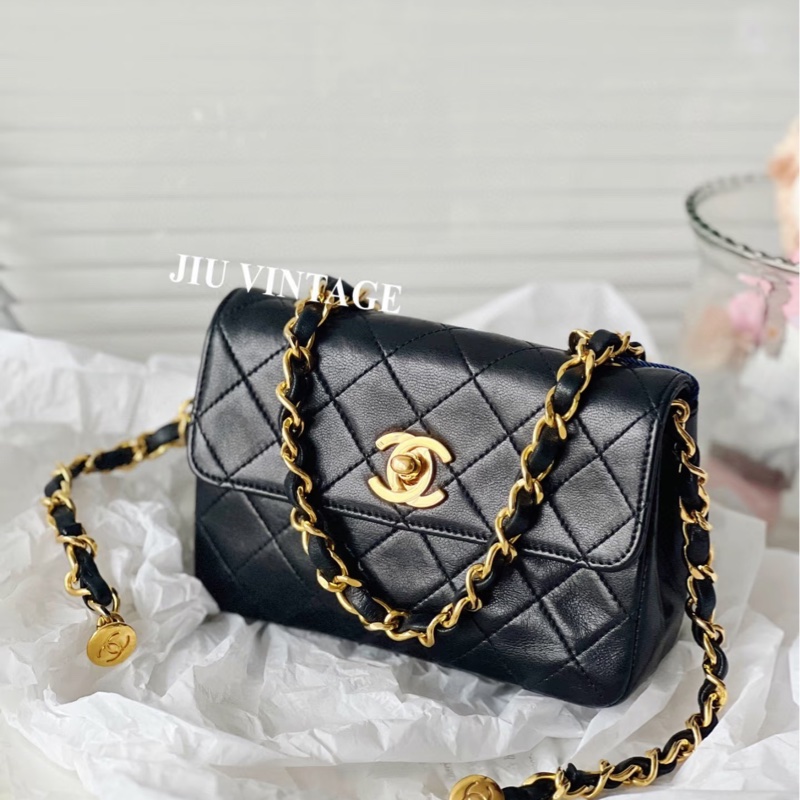 #香奈兒收藏家 #絕版稀有釋出僅一顆 香奈兒黑金Cf mini小金豆24k金-7