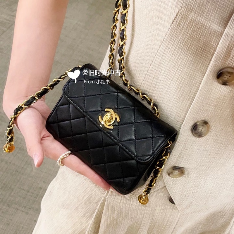 #香奈兒收藏家 #絕版稀有釋出僅一顆 香奈兒黑金Cf mini小金豆24k金-9