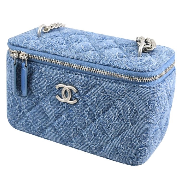 CHANEL 愛心調節釦藍色牛仔單寧長盒子-1