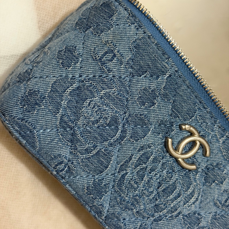 CHANEL 愛心調節釦藍色牛仔單寧長盒子-4