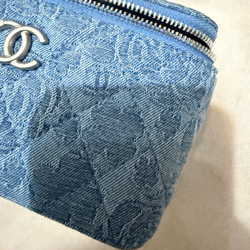 CHANEL 愛心調節釦藍色牛仔單寧長盒子-8