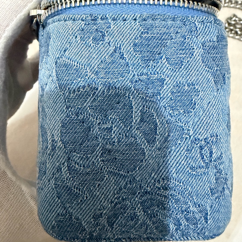 CHANEL 愛心調節釦藍色牛仔單寧長盒子-11