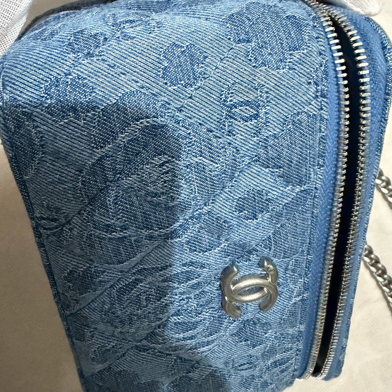 CHANEL 愛心調節釦藍色牛仔單寧長盒子-14