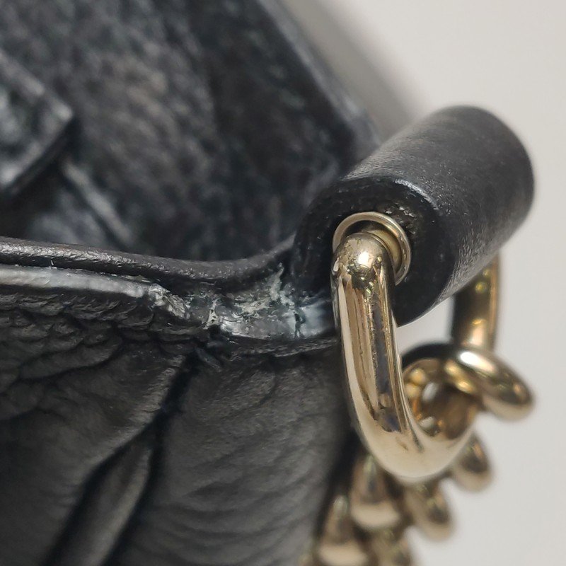 Gucci Soho標準款牛皮純色壓花雙G翻蓋包斜背包-16