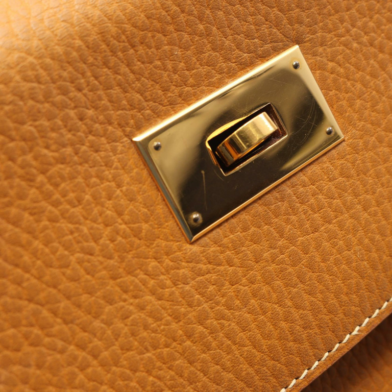 愛馬仕 Kelly 40 手提包，Ardennes 皮革，棕色，天然貂皮色，二手，女士款，B GHW-10