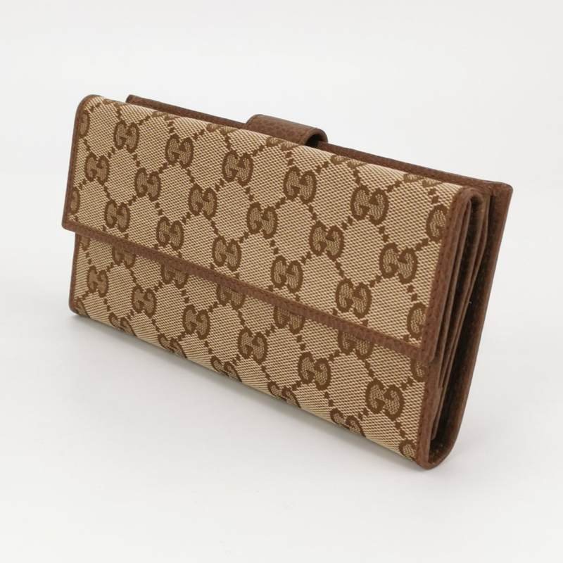 Gucci牛皮帆布雙G老花錢包-1