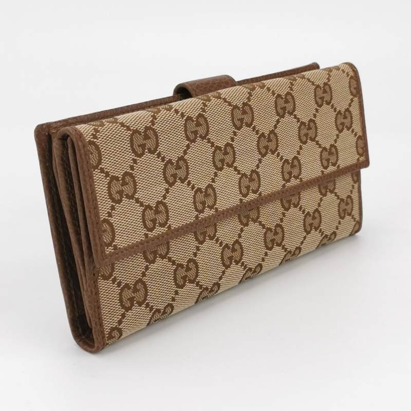 Gucci牛皮帆布雙G老花錢包-2