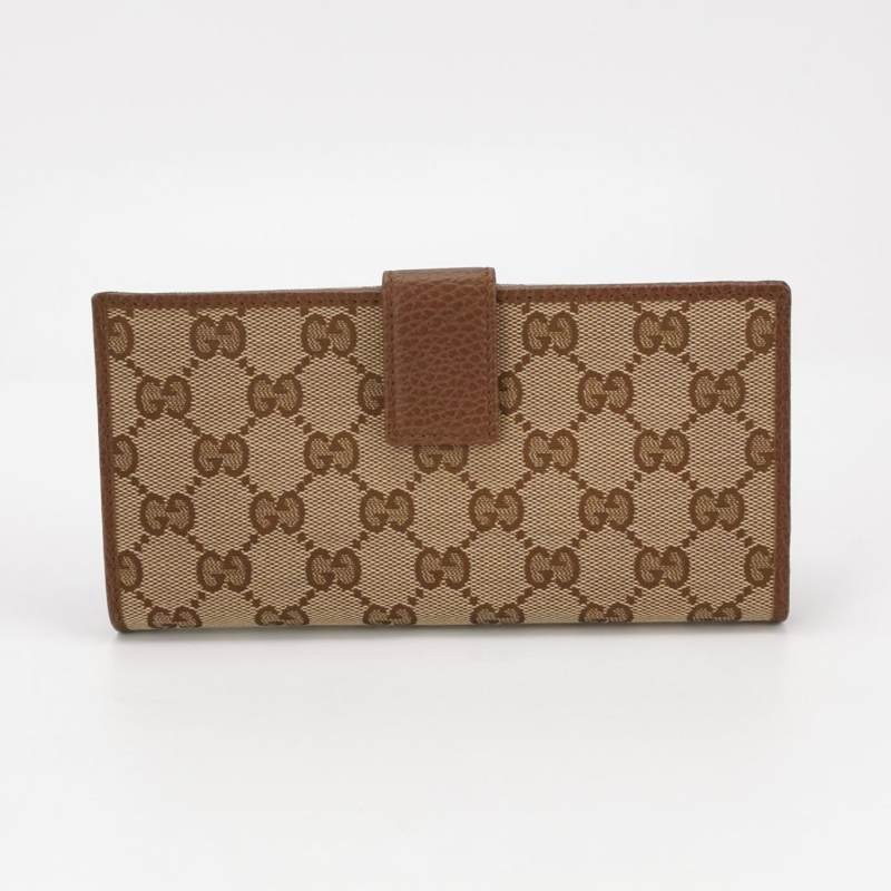 Gucci牛皮帆布雙G老花錢包-3