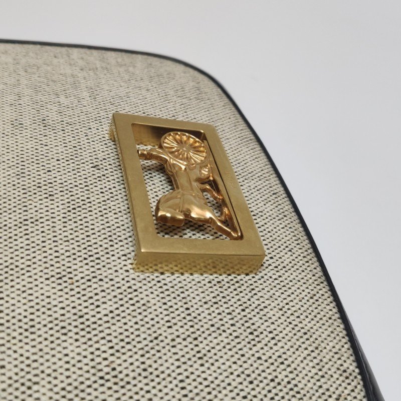 Celine Sulky中型牛皮帆布拼色馬車扣斜背包單肩包-10