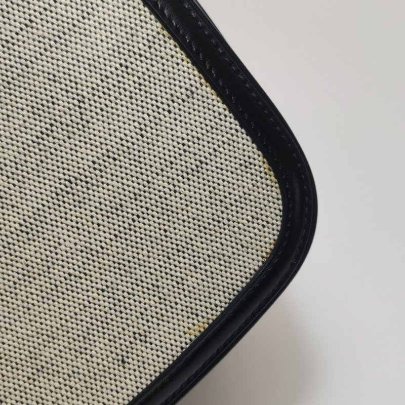 Celine Sulky中型牛皮帆布拼色馬車扣斜背包單肩包-15