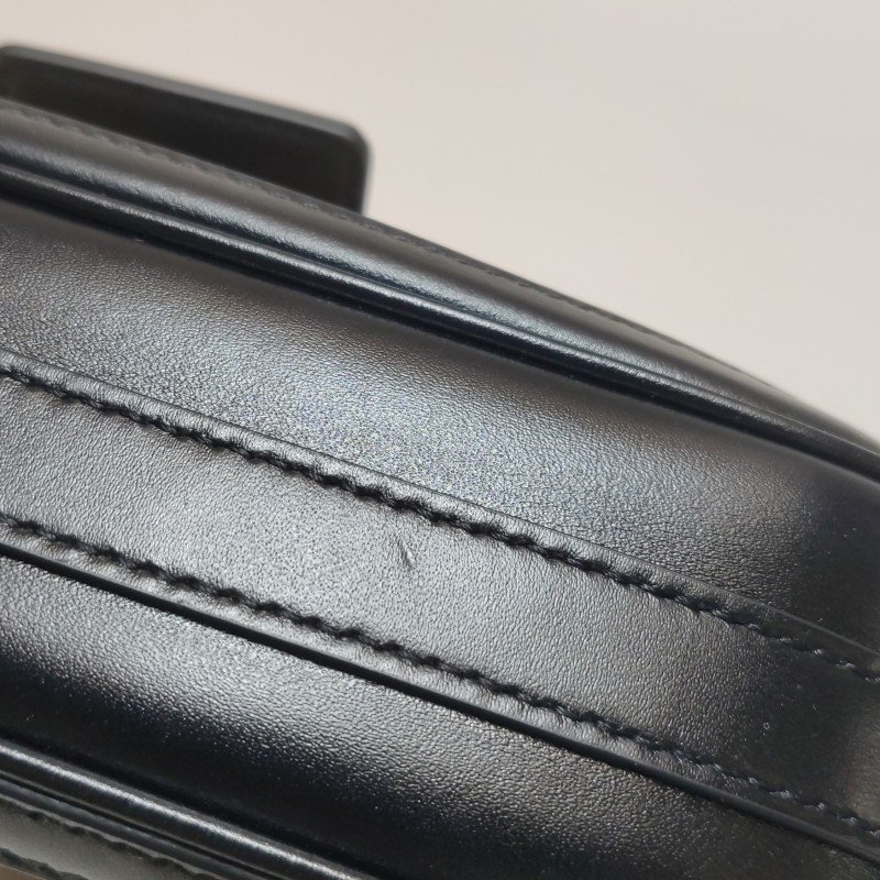 Celine Sulky中型牛皮帆布拼色馬車扣斜背包單肩包-18