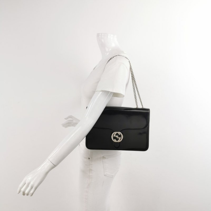 Gucci InterlockingG牛皮純色互扣式雙G單肩包-1