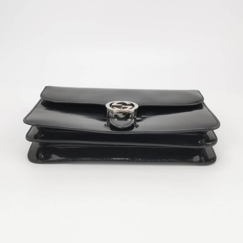 Gucci InterlockingG牛皮純色互扣式雙G單肩包-5