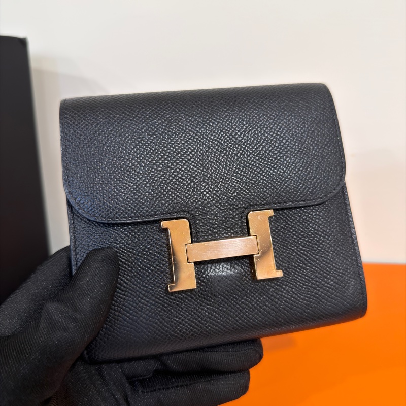 🈶購證 #全網最甜💰 #98新閒置 愛馬仕黑金康康短夾Constance🈶零錢袋-4