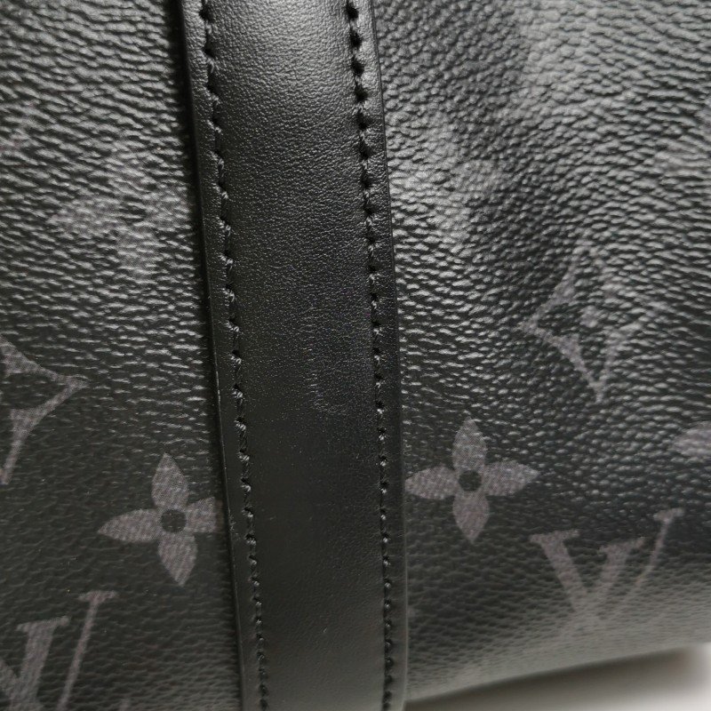 Louis Vuitton (LV)Keepall25牛皮Monogram印花加強飾帶斜背包晶片款-12