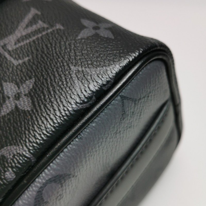 Louis Vuitton (LV)Keepall25牛皮Monogram印花加強飾帶斜背包晶片款-13