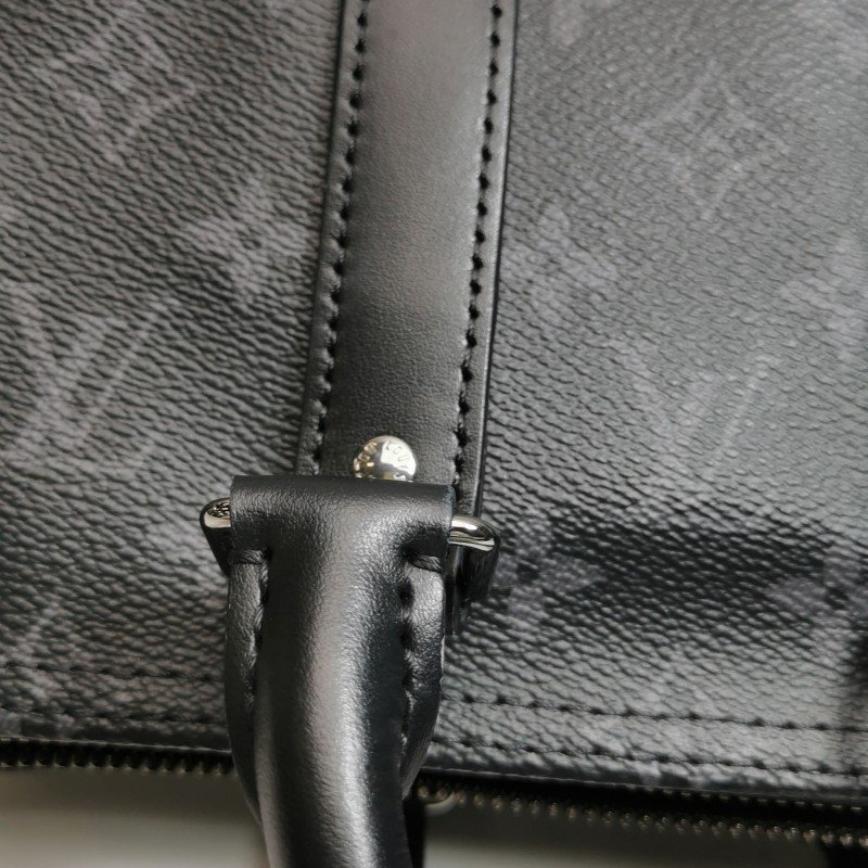 Louis Vuitton (LV)Keepall25牛皮Monogram印花加強飾帶斜背包晶片款-14